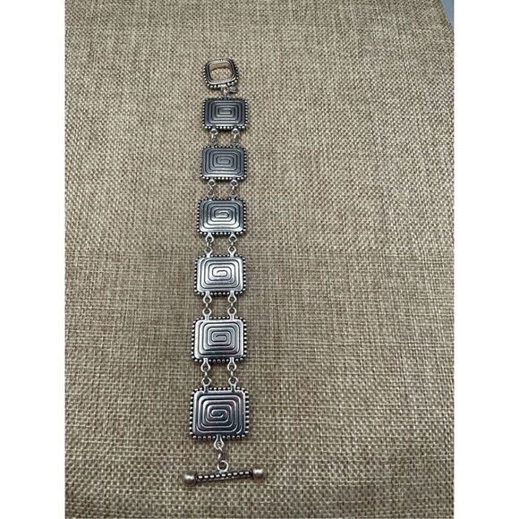 Premier Designs Yellow & Silver Tone Panel Link Bracelet Toggle Reversible - Picture 4 of 8